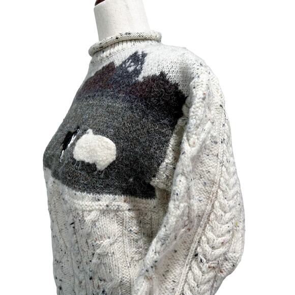 Tivoli Aran Sheepdog Sheep Vintage 90s Cable Knit Sweater Girls Size 11/13 - Picture 3 of 15